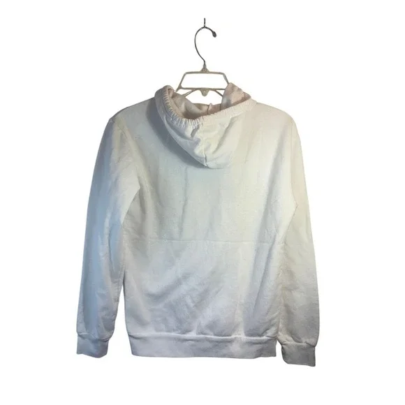 Disney Mickey Mouse White Graphic Hoodie Sweatshirt Womens Size XS Peace Sign - Picture 4 of 5